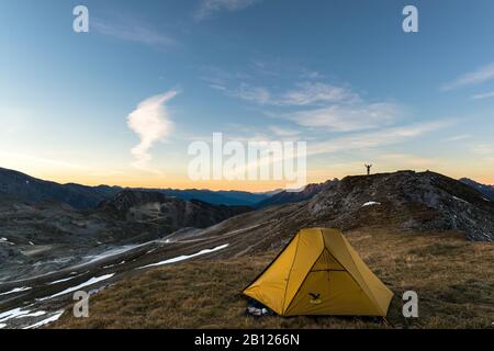 Tenda Nel Parco Nazionale Degli Alti Tauri, Austria Foto Stock