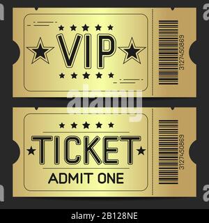 Imposta Vettore Di Un'Icona Ticket In Stile Piatto. Stub Retro Ticket . Illustrazione Vettoriale