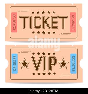 Imposta Vettore Di Un'Icona Ticket In Stile Piatto. Stub Retro Ticket . Illustrazione Vettoriale