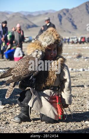 Golden Eagle Festival Mongolia 2018 Foto Stock