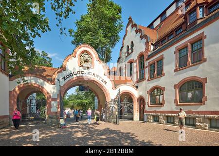 Ingresso alla Zoo di Lipsia, Lipsia, Sassonia, Germania Foto Stock