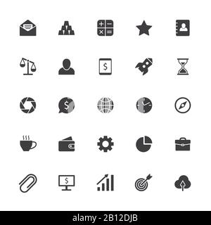 Icone aziendali. Firma del lavoro di squadra in ufficio, simbolo della collaborazione aziendale e set di simboli di silhouette vettoriale isolati per la gestione dei prodotti Illustrazione Vettoriale