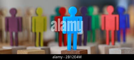 Riunioni di lavoro di gruppo in team con silhouette multicolore Foto Stock