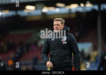 Burnley, Lancashire, Regno Unito. 22nd Feb, 2020. Eddie Howe, manager di Bournemouth, dopo la partita della Premier League tra Burnley e Bournemouth a Turf Moor, Burnley sabato 22nd febbraio 2020. (Credit: Pat Scaasi | MI News) La Fotografia può essere utilizzata solo per scopi editoriali di giornali e/o riviste, licenza richiesta per uso commerciale Credit: Mi News & Sport /Alamy Live News Foto Stock