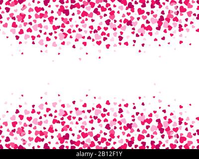 San Valentino cuori confetti. Cuore splash, cornice valentine giorno bordo e amore scheda vettore fondo Illustrazione Vettoriale