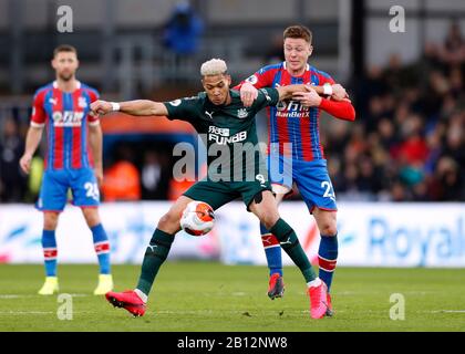 Selhurst Park, Londra, Regno Unito. 22nd Feb, 2020. Calcio Inglese Premier League, Crystal Palace Contro Newcastle United; James Mccarthy Di Crystal Palace Tenuto Fuori Da Joelinton Di Newcastle United Credit: Action Plus Sports/Alamy Live News Foto Stock