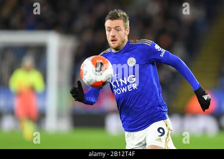 Leicester, Regno Unito. 22nd Feb, 2020. Jamie Vardy (9) di Leicester City durante la partita della Premier League tra Leicester City e Manchester City al King Power Stadium di Leicester sabato 22nd febbraio 2020. (Credit: Jon Hobley | MI News) La Fotografia può essere utilizzata solo per scopi editoriali di giornali e/o riviste, licenza richiesta per uso commerciale Credit: Mi News & Sport /Alamy Live News Foto Stock