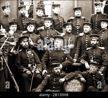 Un gruppo di soldati Della Riserva tedesca prussiani più tardi (11th Azienda (forse 1st Hannover)- reggimento 74th) nel 1873 Foto Stock