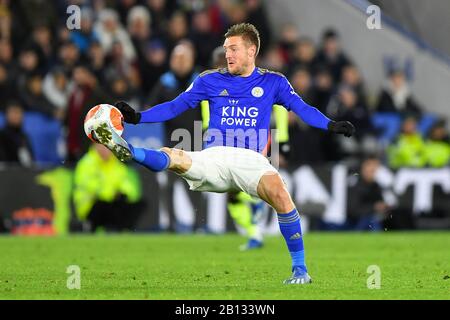 Leicester, Regno Unito. 22nd Feb, 2020. Jamie Vardy (9) di Leicester City controlla la palla durante la partita della Premier League tra Leicester City e Manchester City al King Power Stadium, Leicester sabato 22nd febbraio 2020. (Credit: Jon Hobley | MI News) La Fotografia può essere utilizzata solo per scopi editoriali di giornali e/o riviste, licenza richiesta per uso commerciale Credit: Mi News & Sport /Alamy Live News Foto Stock