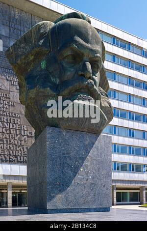 Monumento a Karl Marx a Chemnitz, Sassonia, Germania Foto Stock