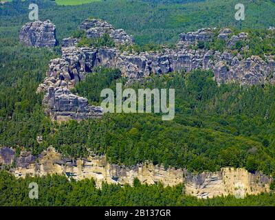 Schrammsteine A Bad Schandau,Saxon Svizzera-Est Ore Montagne,Sassonia,Germania Foto Stock