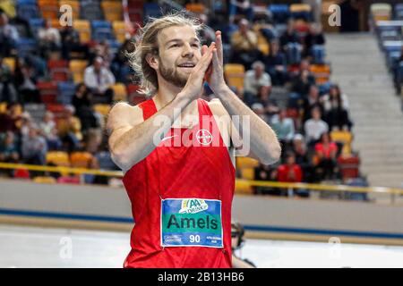 Apeldoorn, Paesi Bassi. 22nd Feb, 2020. Apeldoorn, 22-02-2020, Omnisport Apeldoorn, salto alto, stagione 2019/2020. Douwe Amels Durante Il Nk Atletiek 2020 Indoor Credit: Pro Shots/Alamy Live News Foto Stock