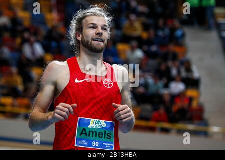 Apeldoorn, Paesi Bassi. 22nd Feb, 2020. Apeldoorn, 22-02-2020, Omnisport Apeldoorn, salto alto, stagione 2019/2020. Douwe Amels Durante Il Nk Atletiek 2020 Indoor Credit: Pro Shots/Alamy Live News Foto Stock