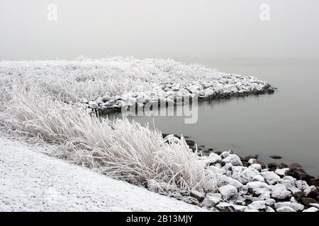 Diga coperta da HOAR-Frost , Paesi Bassi Foto Stock
