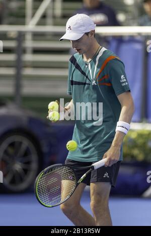 22 febbraio 2020, Delray Beach, Florida, Stati Uniti: 22 febbraio - Delray Beach: Ugo Humbert (fra) in azione qui gioca Yoshihito Nishioka (JPN) al 2020 Delray Beach Open by Vitacost.com in Delray Beach, Florida.(Photo credit: Andrew Patron/Zuma Press Newswire) (Credit Image: © Andrew Patron/ZUMA Wire) Foto Stock