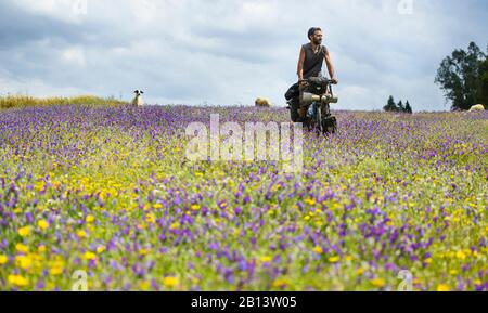 Ciclismo nel Medio Atlante, Marocco Foto Stock