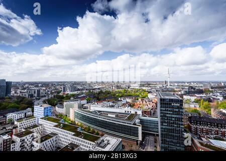 Vista da Hamburger Michel verso nord-ovest, Amburgo, Germania Foto Stock