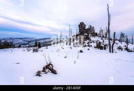 Paesaggio Invernale A Dreisessel, Haidmuehle, Foresta Bavarese, Bassa Baviera, Baviera, Germania Foto Stock