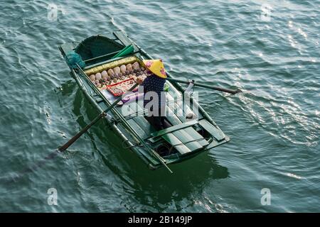 Baia di ha Long in Vietnam, barca Foto Stock