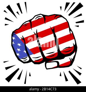 Pugno disegnato a mano - pugno di bandiera americana su sfondo bianco. Illustrazione del vettore Illustrazione Vettoriale