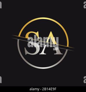Lettera iniziale SA Logo Design template vettoriale. SA Lettera Logo Design Illustrazione Vettoriale