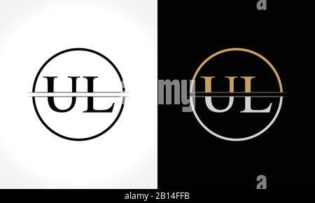 Lettera iniziale UL Logo Design template vettoriale. UL Lettera Logo Design Illustrazione Vettoriale
