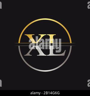 Creative Letter Xl Logo Vector Con Colori Oro E Argento. Astratto Collegato Lettera Xl Logo Design Illustrazione Vettoriale