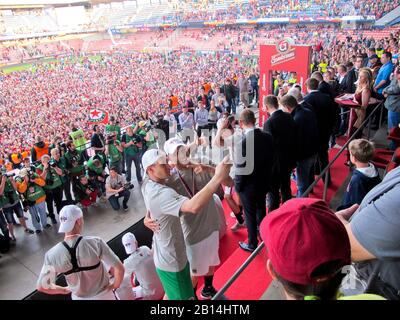 Sparta Prague foootball Players team Group festeggia la vittoria e diventa campione Foto Stock