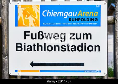 Visita l'arena Chiemgau - stadio biathlon a Ruhpolding, Germania Foto Stock