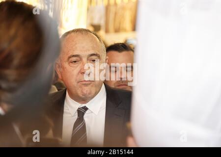 Parigi, Francia. 22nd Feb, 2020. Il Ministro dell'Agricoltura Didier Guillaume partecipa al 57th International Agricultural Show il 22 febbraio 2020 a Parigi Foto Stock