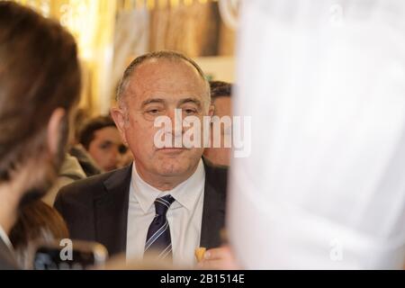 Parigi, Francia. 22nd Feb, 2020. Il Ministro dell'Agricoltura Didier Guillaume partecipa al 57th International Agricultural Show il 22 febbraio 2020 a Parigi Foto Stock