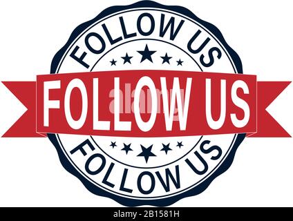 Timbro o etichetta astratta con il testo Seguiteci scritti all'interno, illustrazione vettoriale Illustrazione Vettoriale