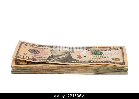 Pila Di Dieci Dollari Di Bill Foto Stock