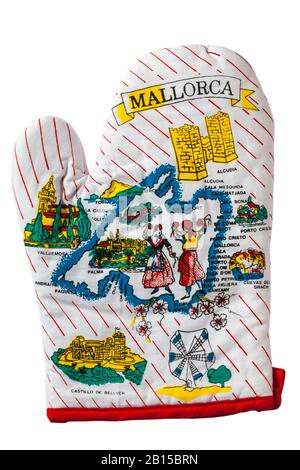 Souvenir al forno da Maiorca, Maiorca, isolato su sfondo bianco - concetto ricordo vacanza ricordo Foto Stock