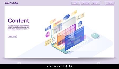 Modello vettore pagina web contenuto Illustrazione Vettoriale
