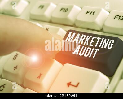 Segno di testo che mostra l'audit di marketing. Foto aziendale che mostra l'esame e l'analisi delle attività di marketing Foto Stock
