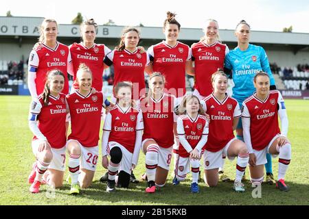 Londra, Regno Unito. 23rd Feb, 2020. L'Arsenal inizia 11 durante la partita della fa Cup tra l'Arsenal e Lewes Ladies al Meadow Park, Borehamwood domenica 23rd febbraio 2020. (Credit: Jacques Feeney | MI News & Sport) La Fotografia può essere utilizzata solo per scopi editoriali di giornali e/o riviste, licenza richiesta per uso commerciale Credit: Mi News & Sport /Alamy Live News Foto Stock