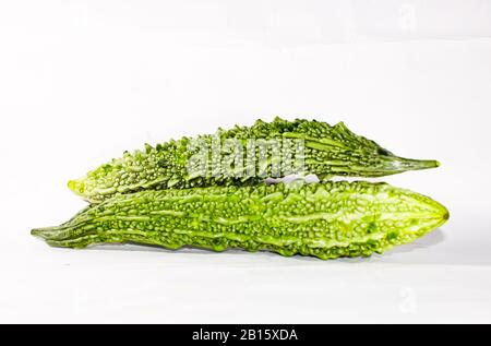 Una bella zucca verde amara con buona texture Foto Stock
