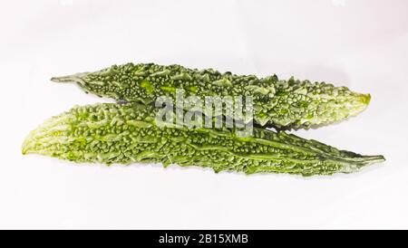 Una bella zucca verde amara con buona texture Foto Stock