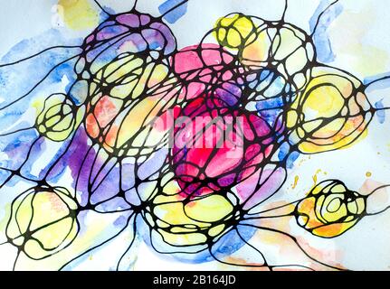 La Neurografia è una bella tecnica per raggiungere i desideri. La grafica orizzontale è dipinta con acquerelli. Foto Stock