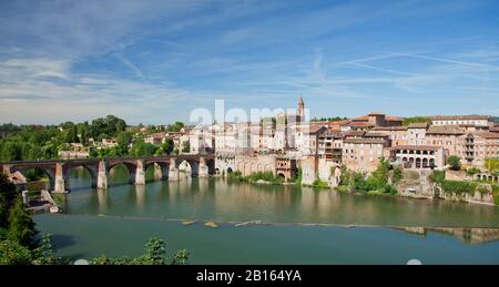 Vista Di Albi, Pont Vieux E Fiume Tarn, Tarn, Midi Pyrenees Regione, Francia, Europa Foto Stock