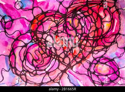 La Neurografia è una bella tecnica per raggiungere i desideri. La grafica orizzontale è dipinta con acquerelli. Foto Stock