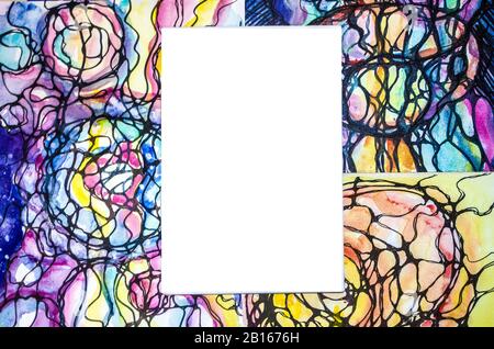 La Neurografia è una bella tecnica per raggiungere i desideri. La grafica orizzontale è dipinta con acquerelli. Foto Stock