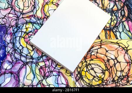 La Neurografia è una bella tecnica per raggiungere i desideri. La grafica orizzontale è dipinta con acquerelli. Foto Stock