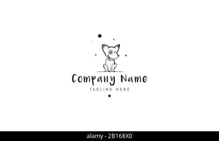 Logo vettoriale su cui un'immagine astratta di un cane seduto cute. Illustrazione Vettoriale