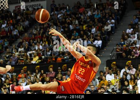 Xavier RABASEDA (22)di Spagna durante le QUALIFICAZIONI FIBA EUROCARKET 2021 a Saragozza (Spagna) 23/02/2020 (Photo: Alvaro SANCHEZ) Credit: Cordon PRESS/Alamy Live News Foto Stock