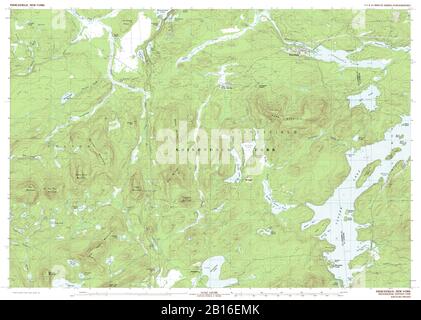 Vista molto dettagliata della mappa topografica del 1990 per Piercefield, NY Foto Stock