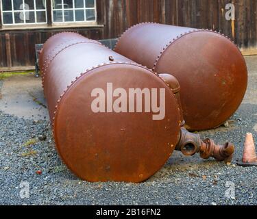 Vecchio frantoio del minerale al Britannia Mine Museum a Britannia Beach, British Columbia, Canada Foto Stock