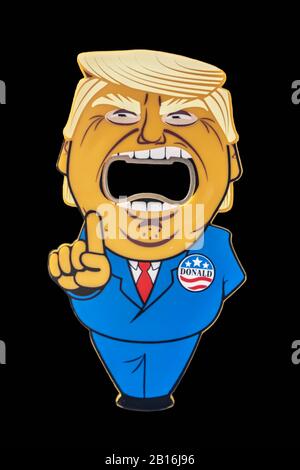 Presidente Donald Trump, Campaign Magnet Bottle Opener Foto Stock