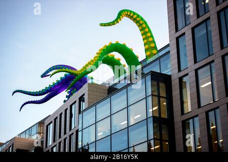 Nella foto "creature dal profondo" al di fuori del college Marischal SPECTRA, il Festival della luce scozzese, torna ad Aberdeen per la f Foto Stock